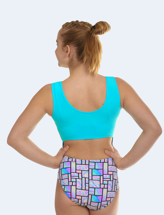 Open Back Geometric Girls Gymnastics Leotard #548