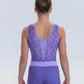 Purple Mosaic Sleeveless Gymnastics Leotard with Matching Shorts
