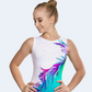 Elegant Teal and White Girls Gymnastic Leotard with Asymmetrical Ombre Design #505