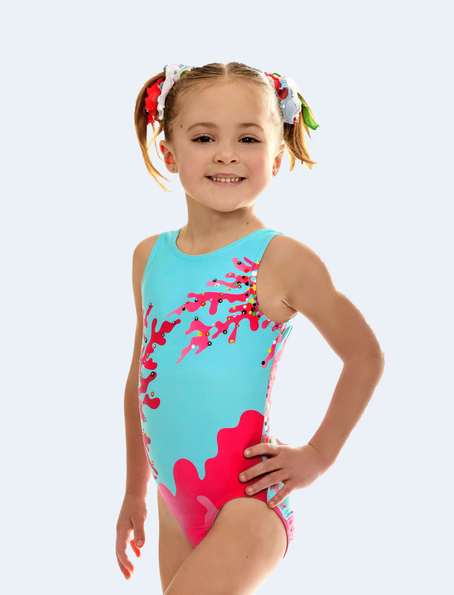 Turquoise Ocean Blue with Pink Camouflage #266