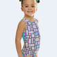 Open Back Geometric Girls Gymnastics Leotard #548
