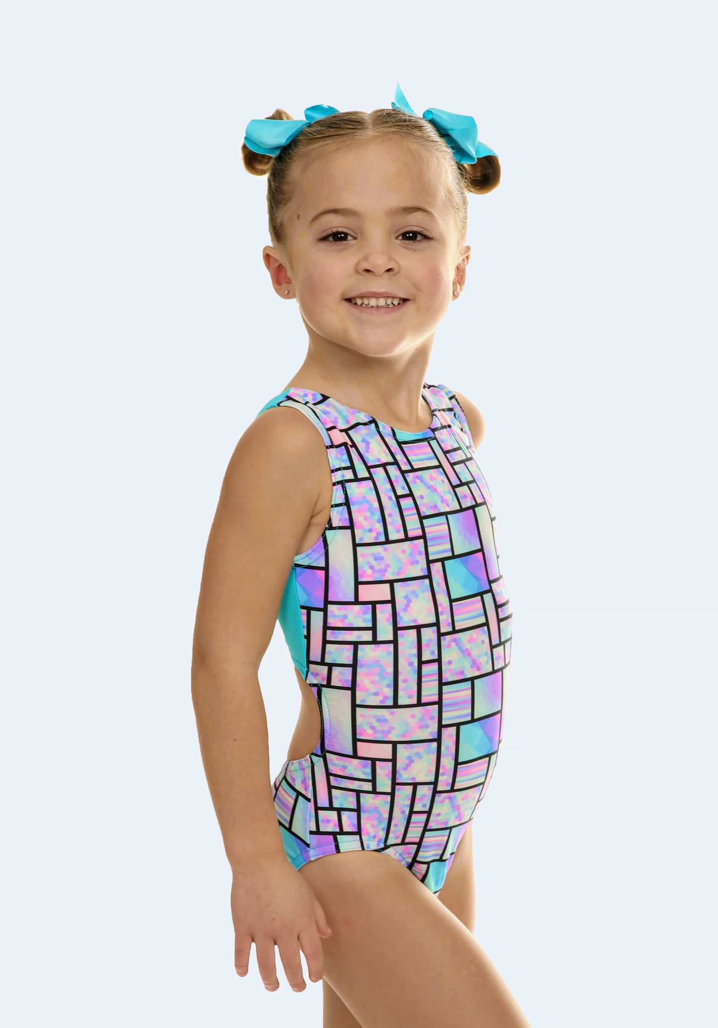 Open Back Geometric Girls Gymnastics Leotard #548