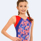 American Flag Pattern Girls Gymnastic Leotard with Red Mystique #690