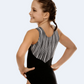 Black and White Abstract Vertical Lines Gymnastics Girls Leotard #532B