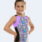 Geometric Abstract Multicolored with Black Mystique Gymnastics Leotard #325