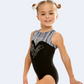 Black and White Abstract Vertical Lines Gymnastics Girls Leotard #532B