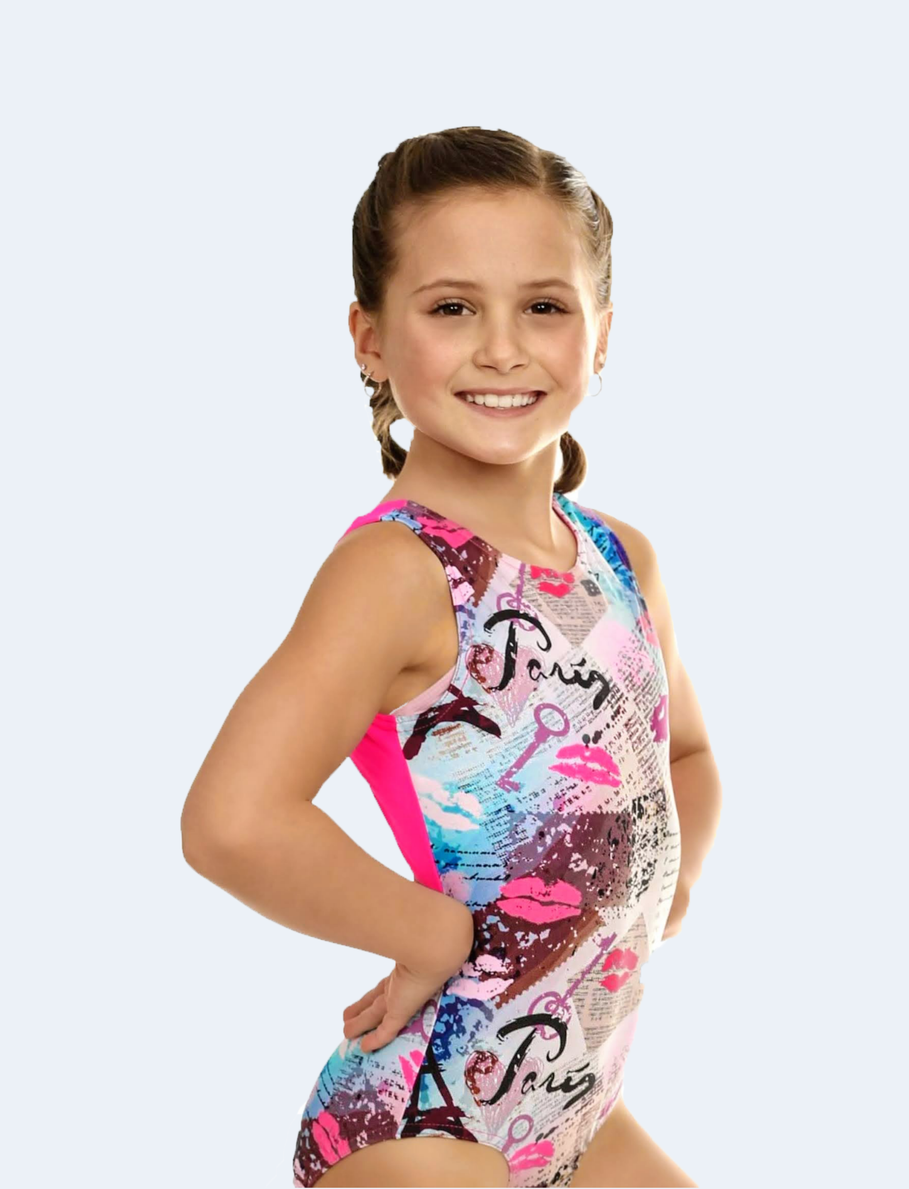 Paris Open Back Gymnastics Leotard for Girls
