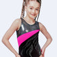 Crystallized Gymnastic Leotard With Stiped Sides For Girls #289