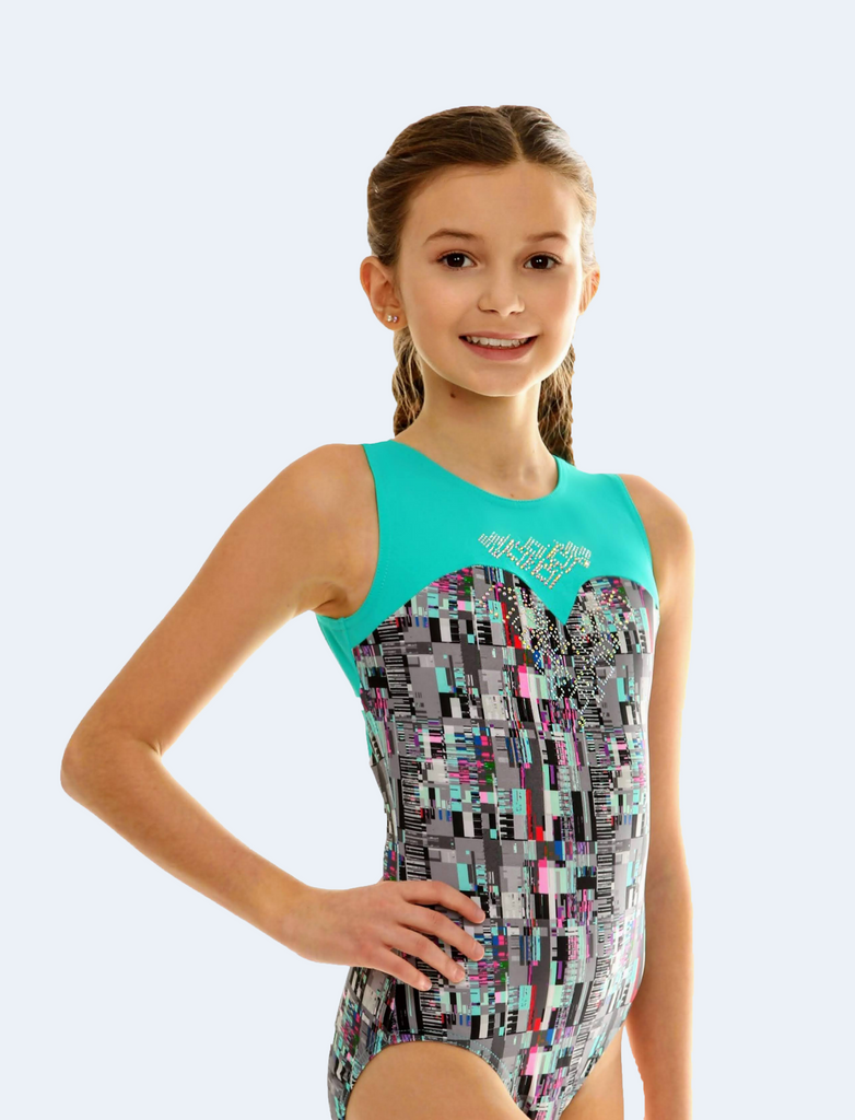 Grunge Datamoshing Sleeveless Gymnastics Leotard