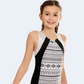 Black and White Aztec Print Gymnastics Leotards for Girls #1102