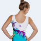 Elegant Teal and White Girls Gymnastic Leotard with Asymmetrical Ombre Design #505