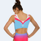Ombre Open-Back Gymnastic Leotard With Swirling Effect In Blue and Fuchsia #677