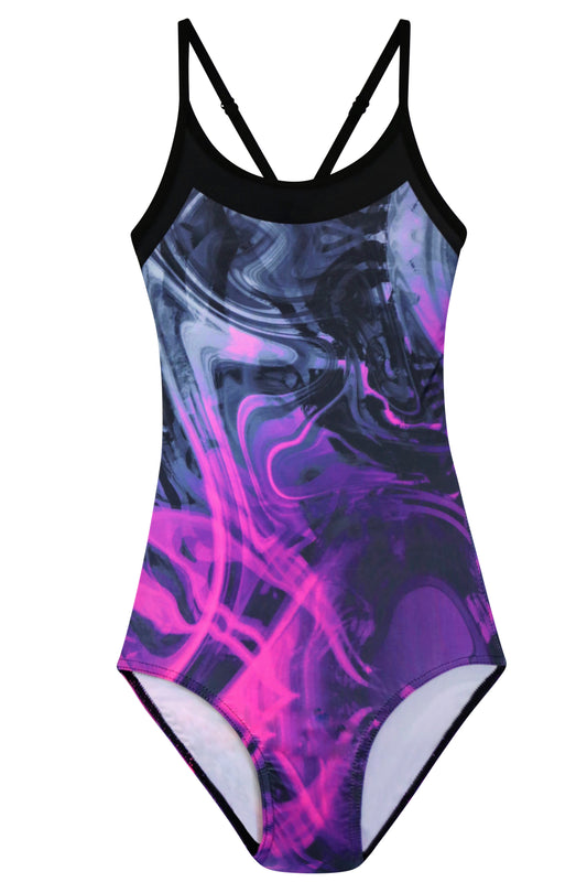 Gymnastic Leotards for Girls Abstract Cardinal Pink and Grey #205