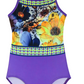 Workout Gymnastics Leotards Purple with Yellow Flowers #344