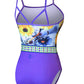 Workout Gymnastics Leotards Purple with Yellow Flowers #344