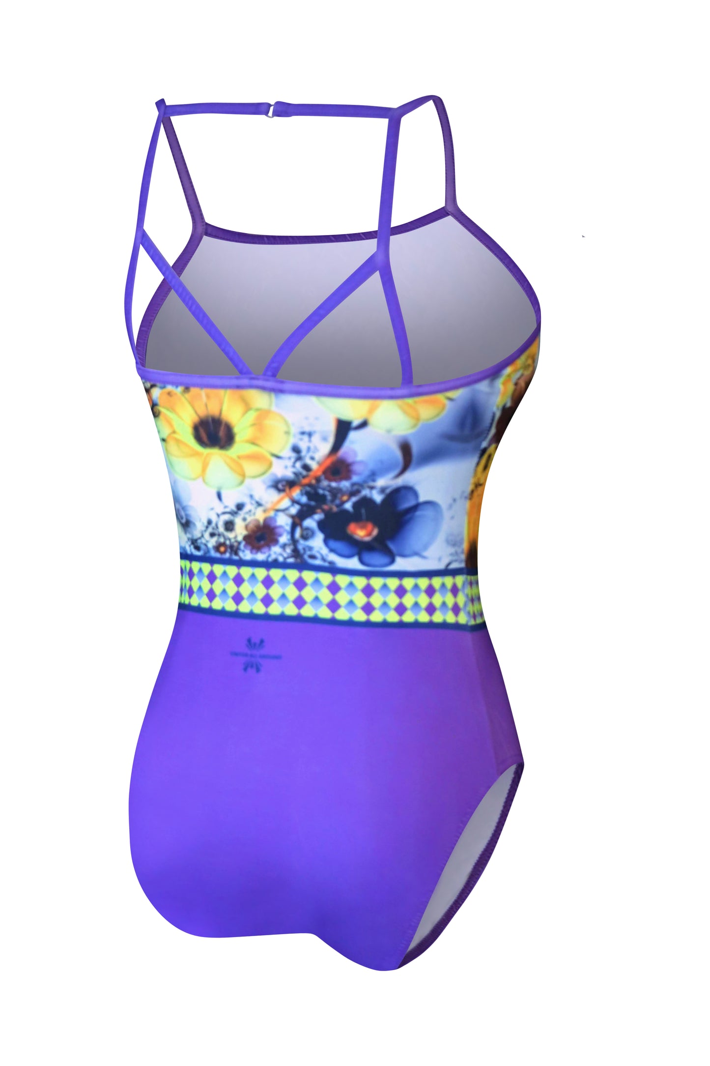 Workout Gymnastics Leotards Purple with Yellow Flowers #344