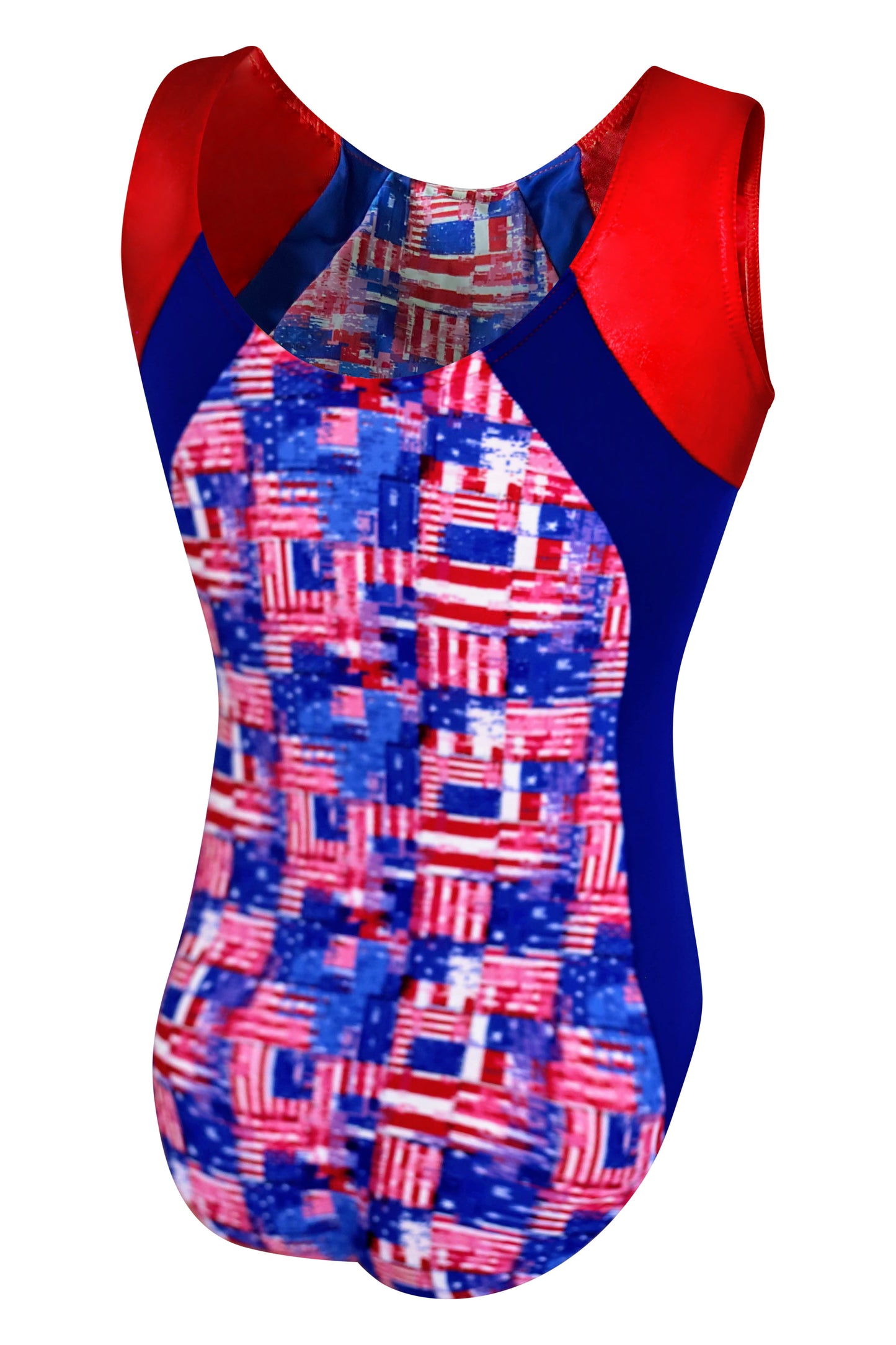 American Flag Pattern Girls Gymnastic Leotard with Red Mystique #690