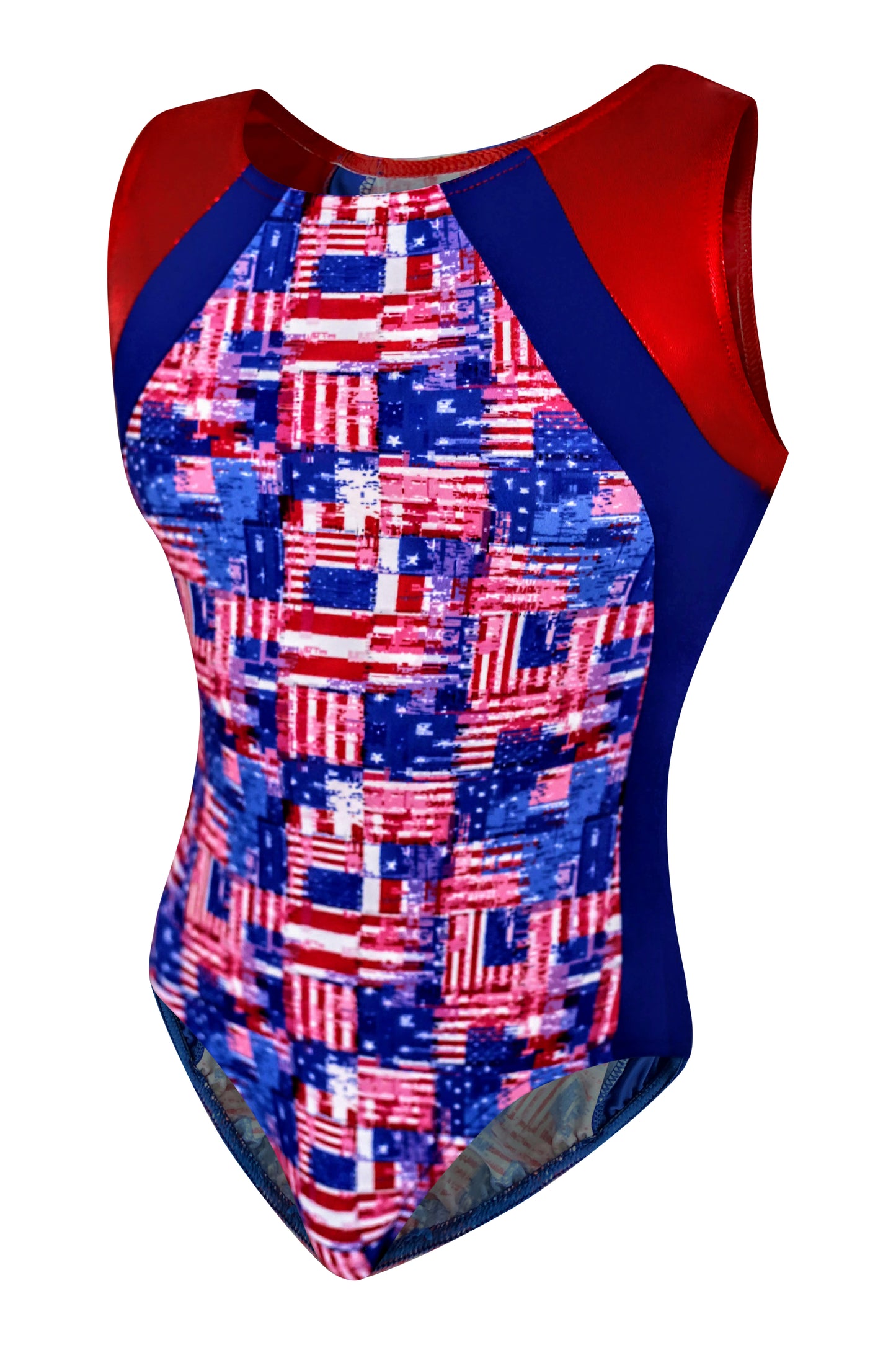 American Flag Pattern Girls Gymnastic Leotard with Red Mystique #690