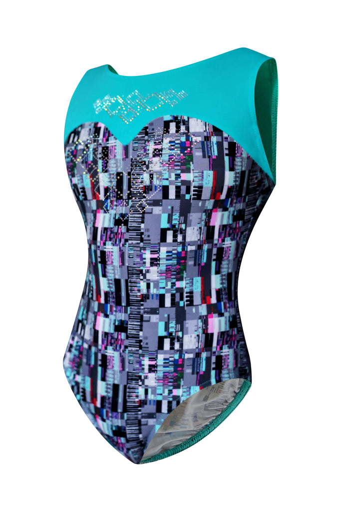 Grunge Datamoshing Sleeveless Gymnastics Leotard