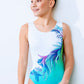 Sublimated Open Back Gymnastic Leotard with Crystals #506