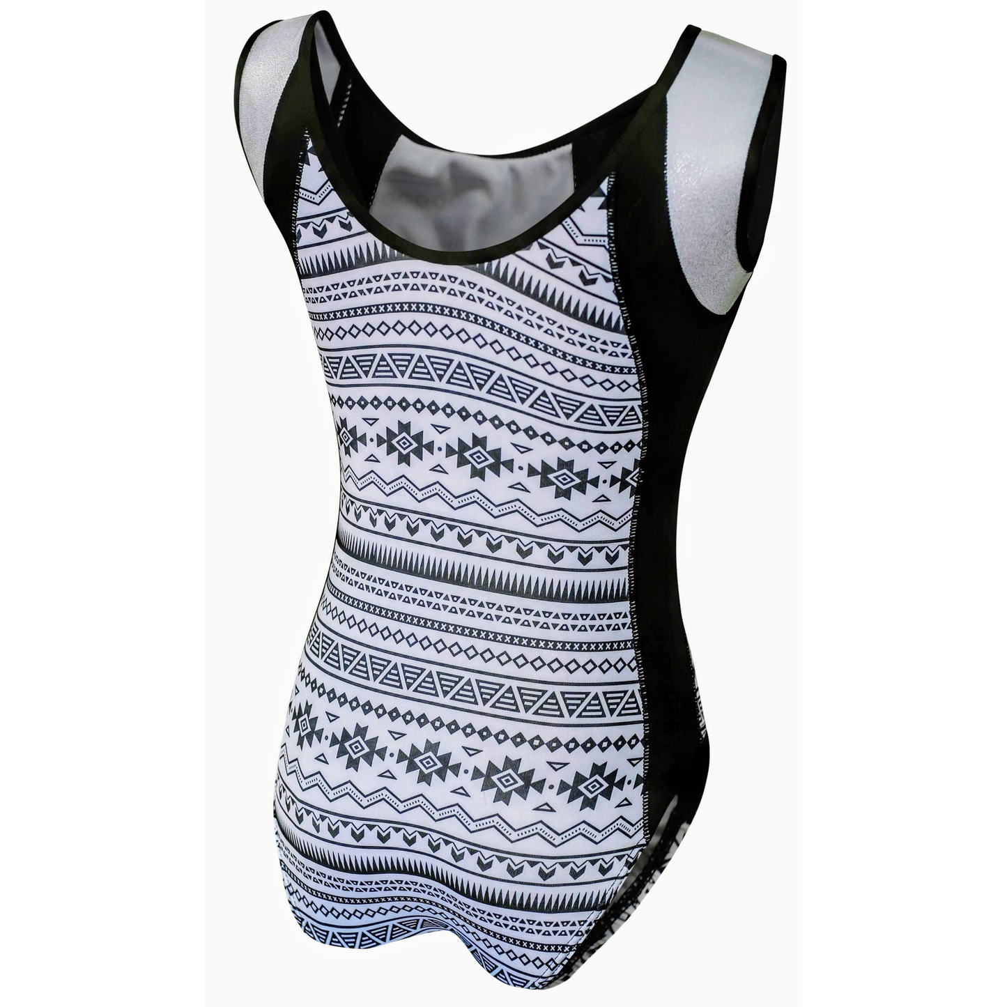 Black and White Aztec Print Gymnastics Leotards for Girls #1102